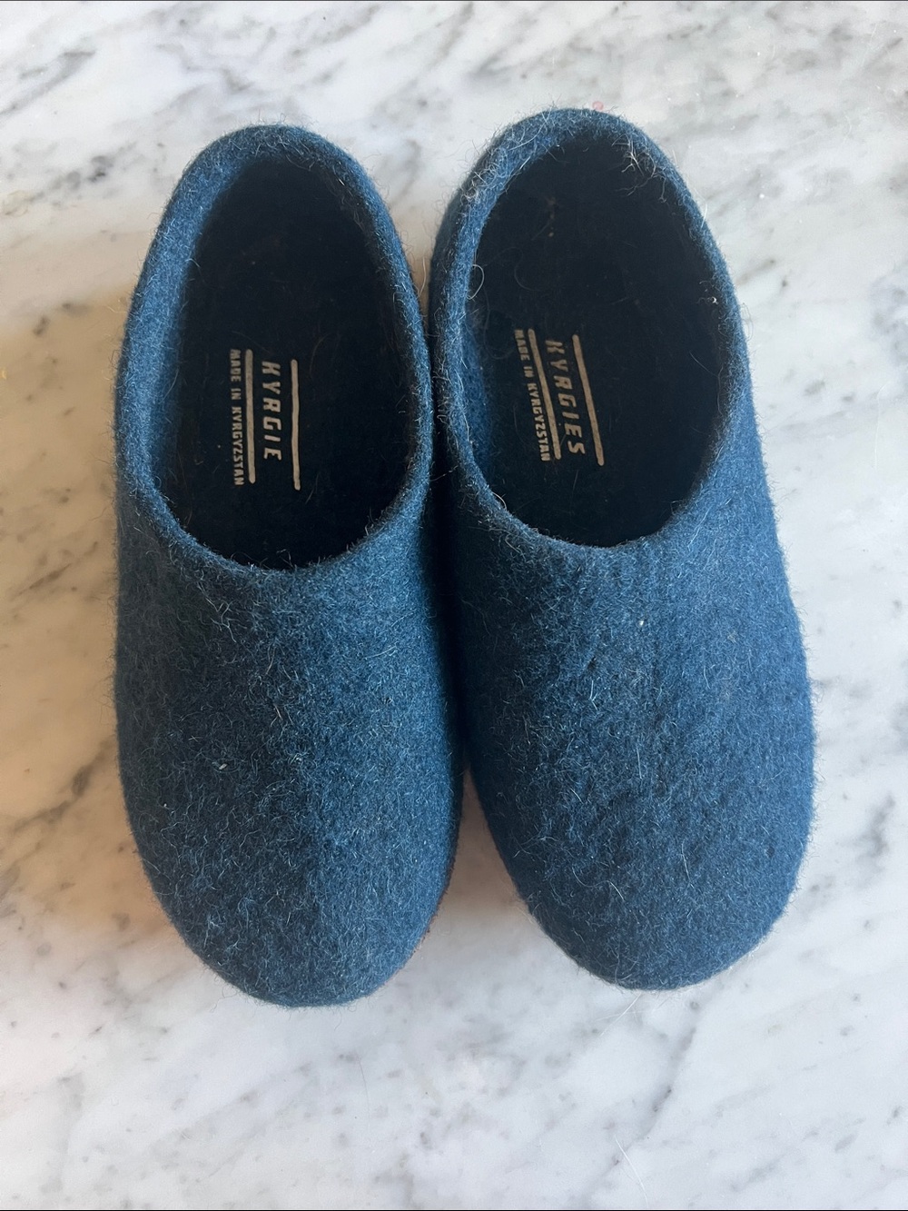 Kyrgies Navy Wool High-backed Molded Slip-On Slipper House Shoes 7.5/8